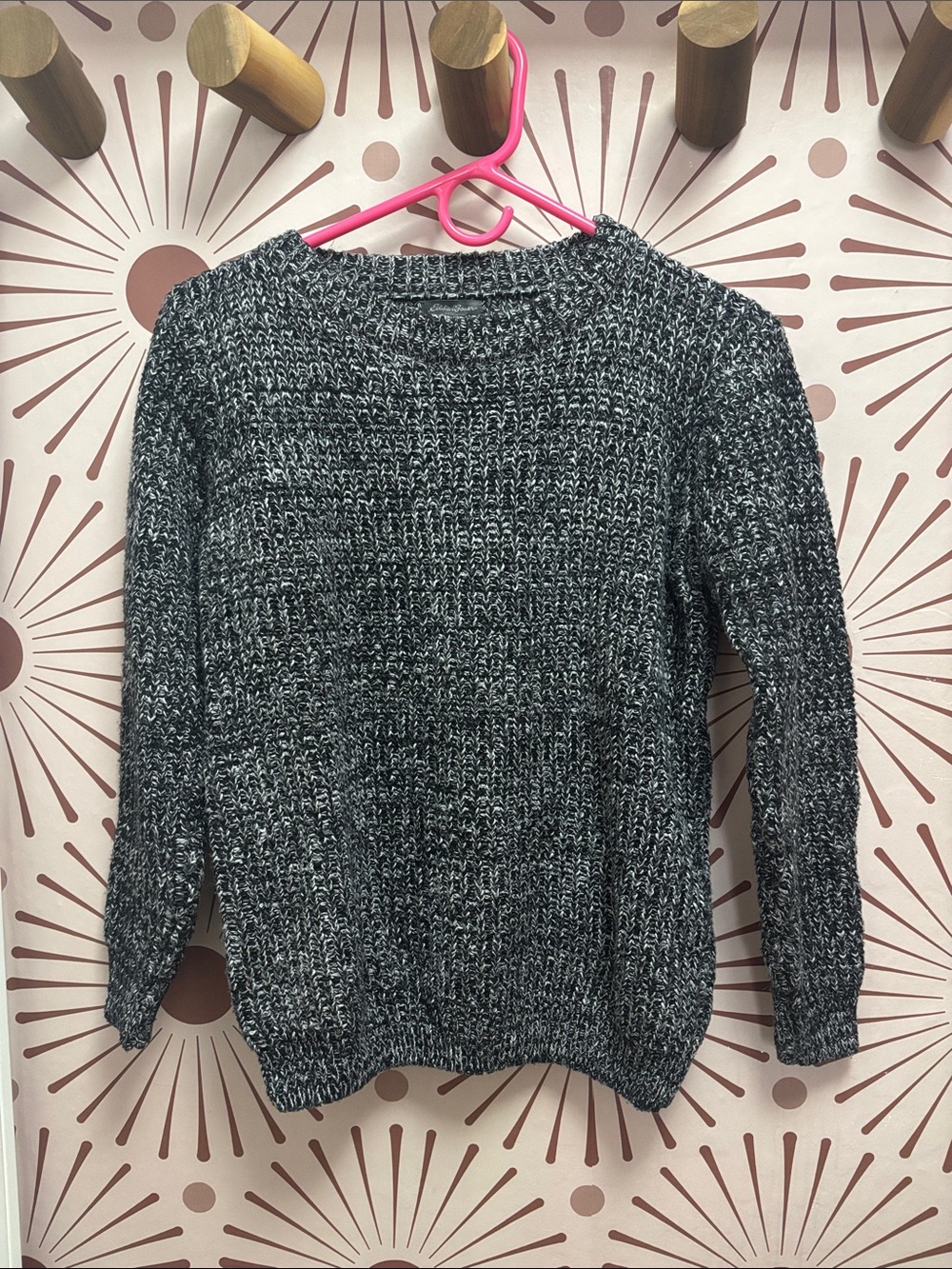 Eddie Bauer Black and White Marled Crewneck Sweater - S
